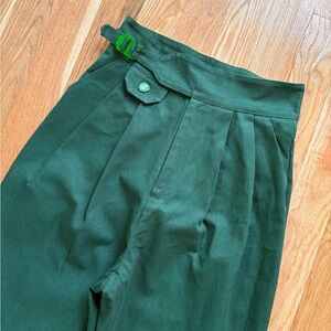 Pieces Uniques Le Pantalon Qwan Pleated Pants Gurkha Baggy Cotton Green M 32x32